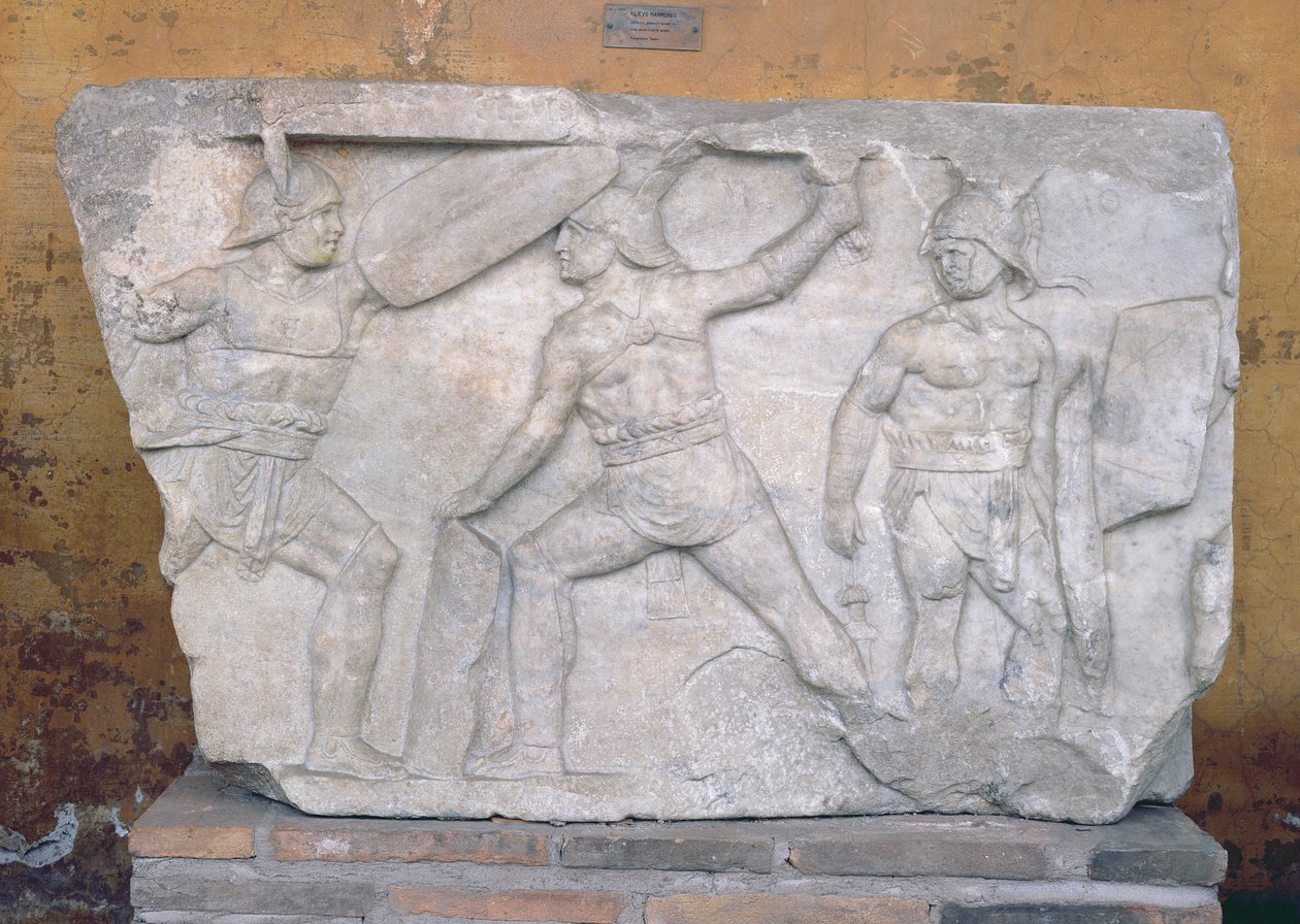 Rilievo che raffigura gladiatori in combattimento da Roman