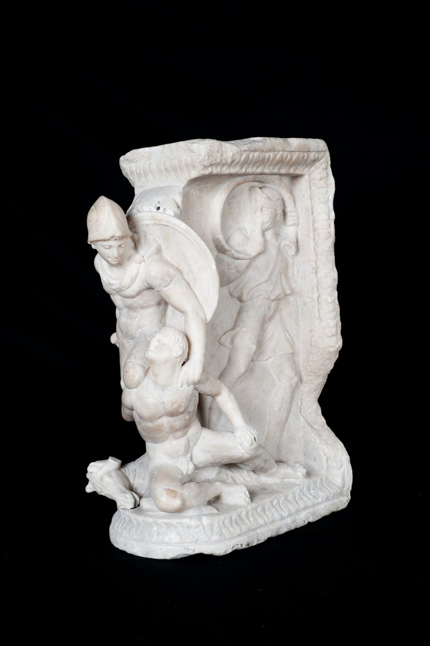Rilievo con guerriero e cavaliere (marmo) da Roman