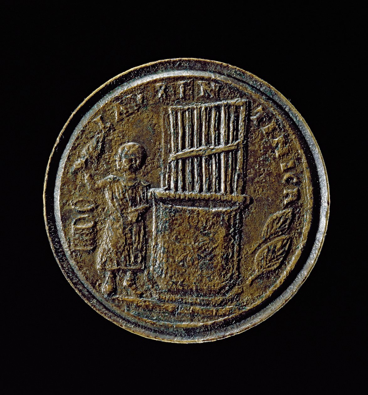 Moneta romana raffigurante un organo da Roman