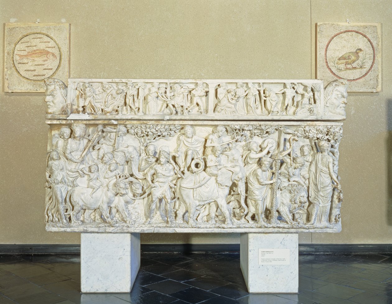 Sarcofago che raffigura il Trionfo di Dioniso, c.190 d.C. da Roman