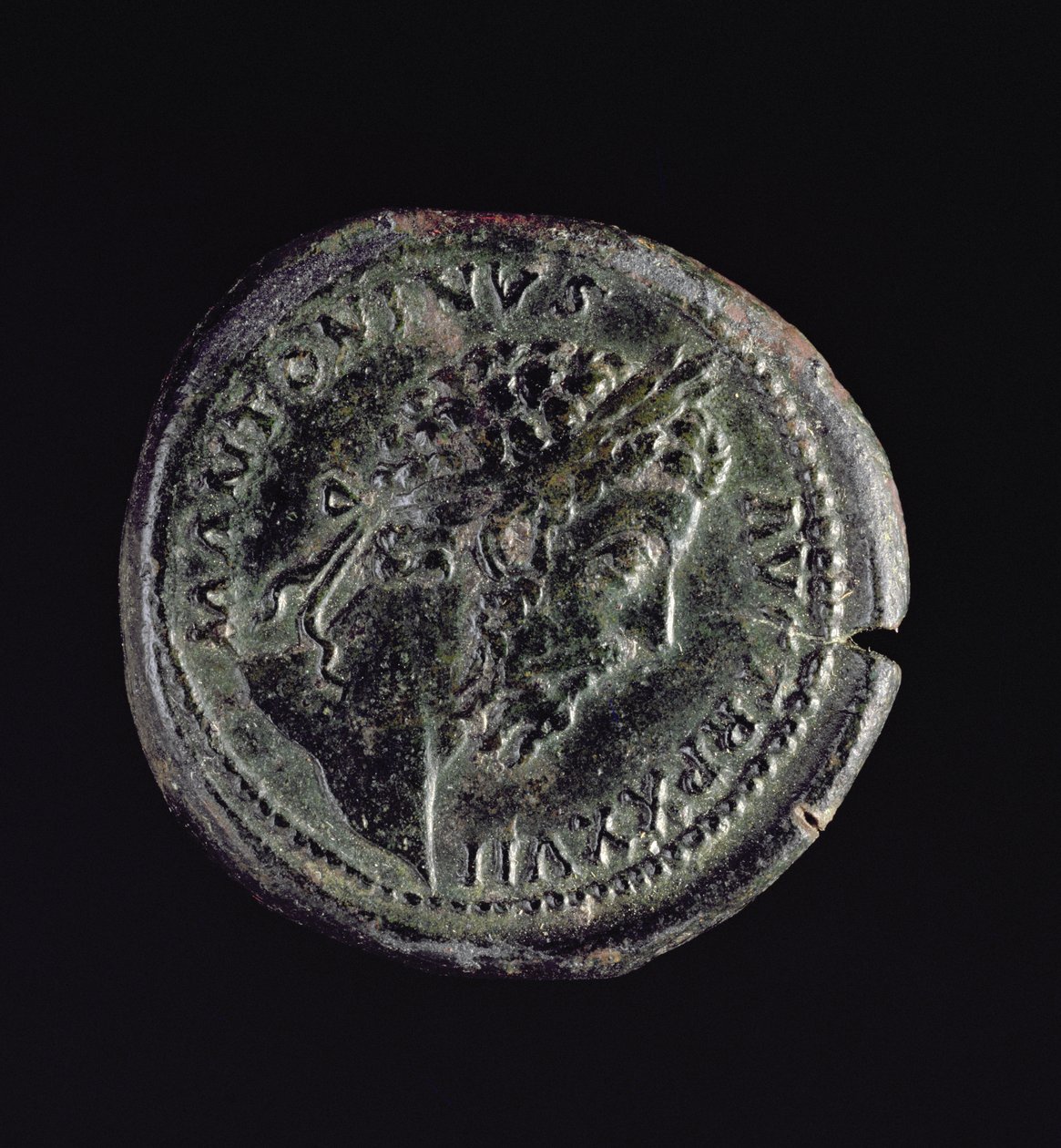 Sesterzio (dritto) coniato da Marco Aurelio (AD 161-AD 180) con la testa di Marco Aurelio (121-180) da Roman