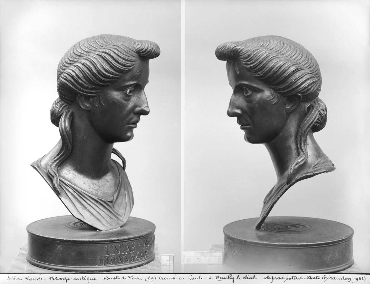 Due vedute di un busto di Livia (58 a.C.-29 d.C.) da Roman