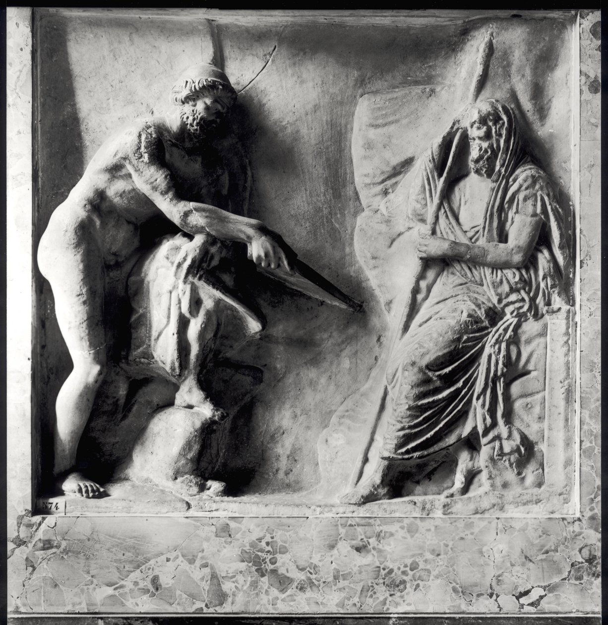 Ulisse consulta Tiresia, I o II secolo d.C. (marmo) da Roman