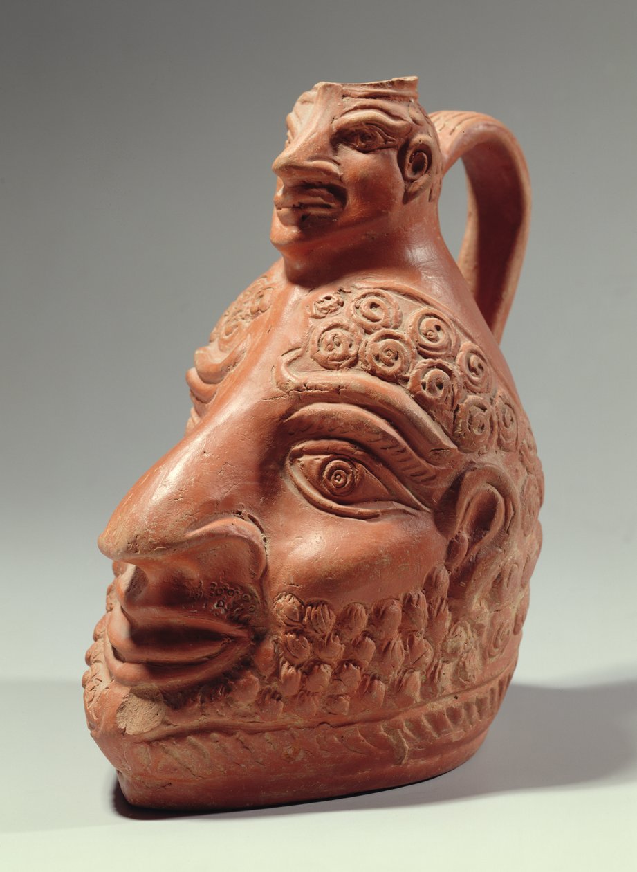 Vaso a forma di doppia testa, c.400 d.C. (ceramica) da Roman