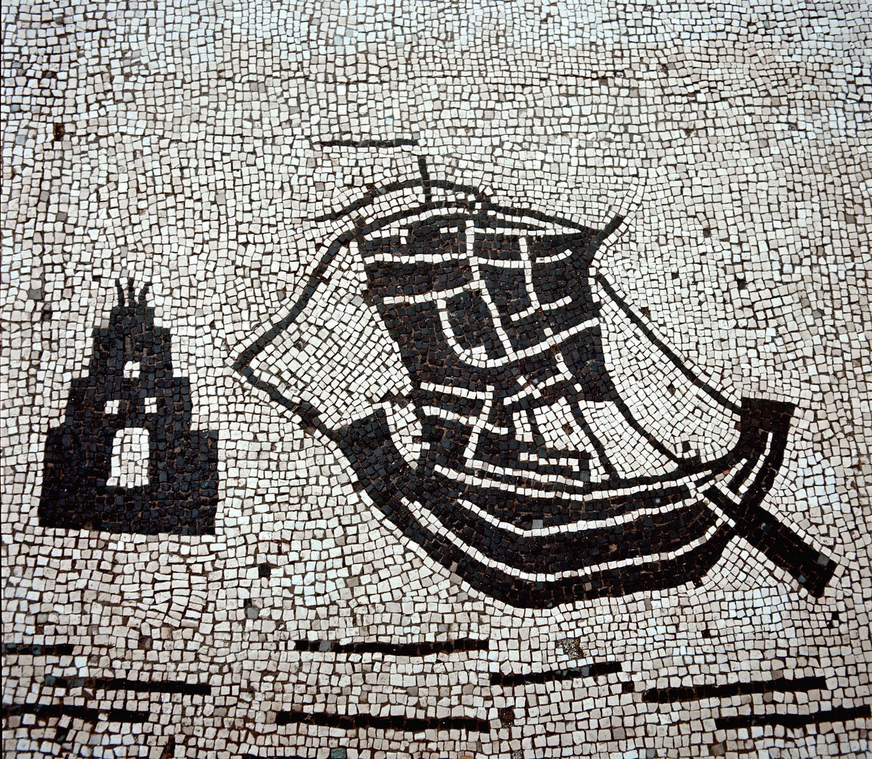 Una nave nel porto di Ostia (mosaico) da Roman