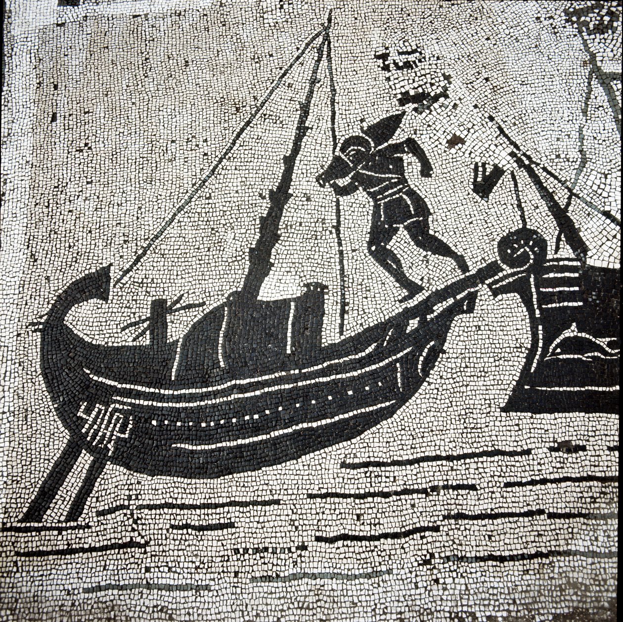 Una nave di Cagliari che ritorna al porto di Ostia (mosaico) da Roman