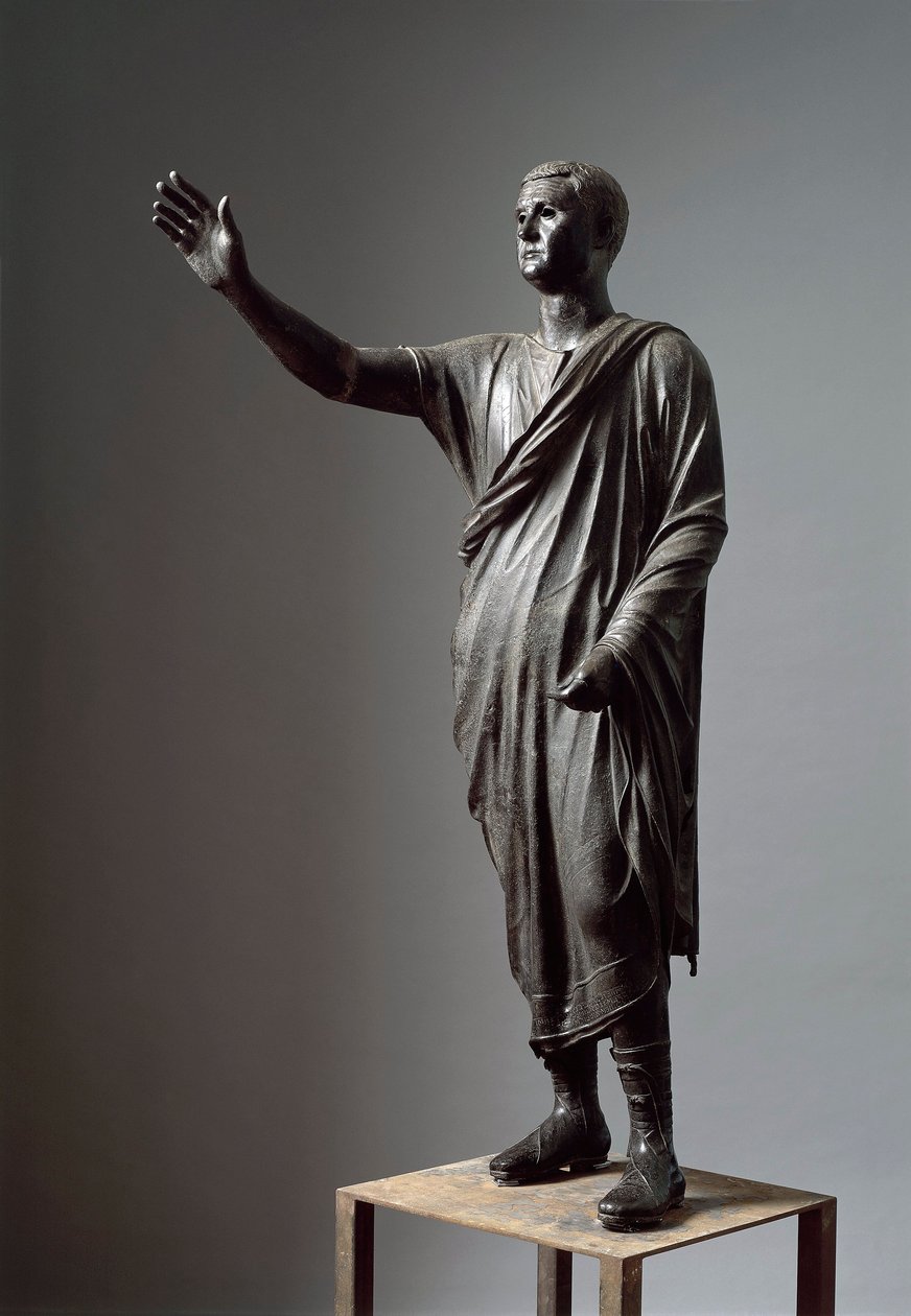 Aule Metele, Arringatore, statua in bronzo, 80 a.C., da Pila (Perugia) da Roman