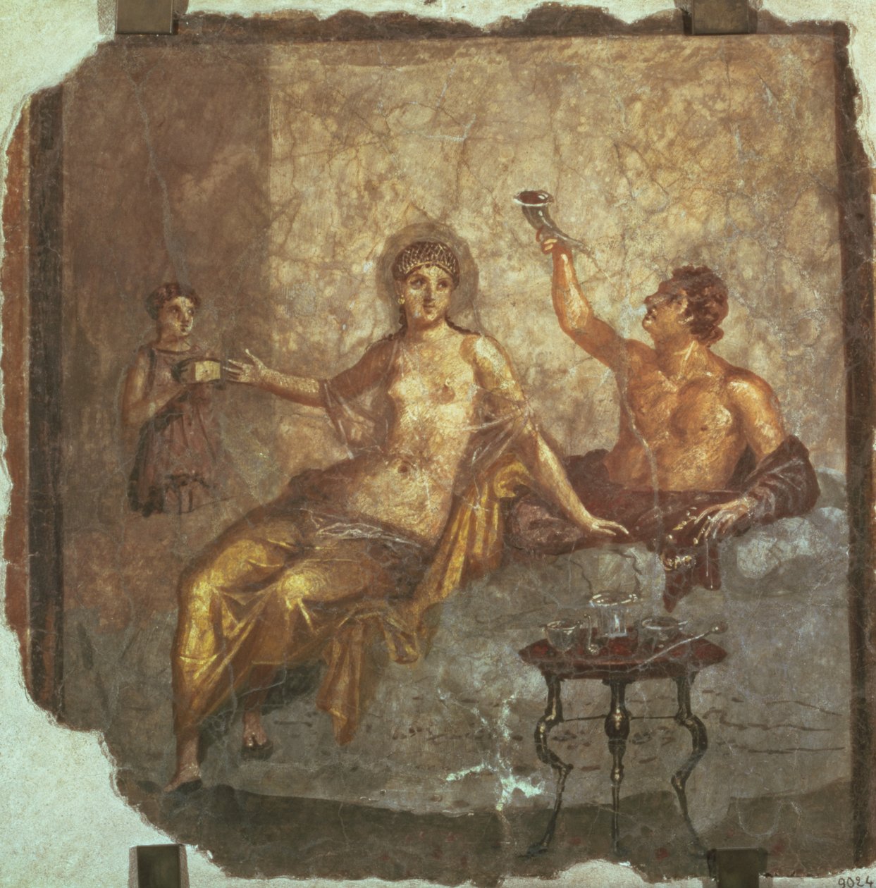 Coppia a banchetto con uno schiavo, da Ercolano, c.50-79 d.C. da Roman