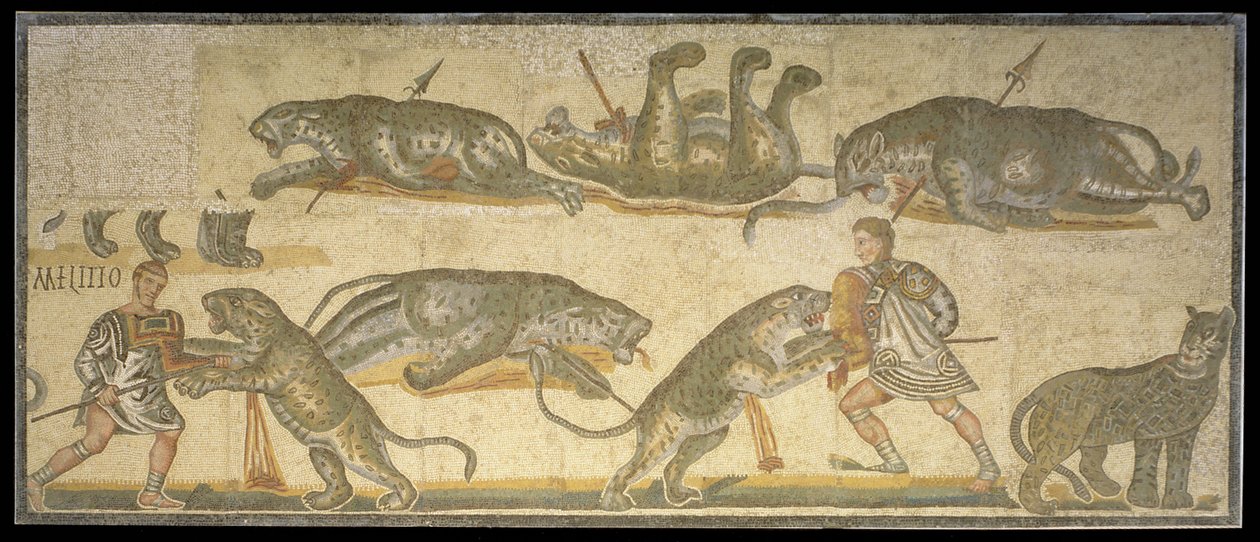 Battaglia tra gladiatori e felini, 320 d.C. da Roman