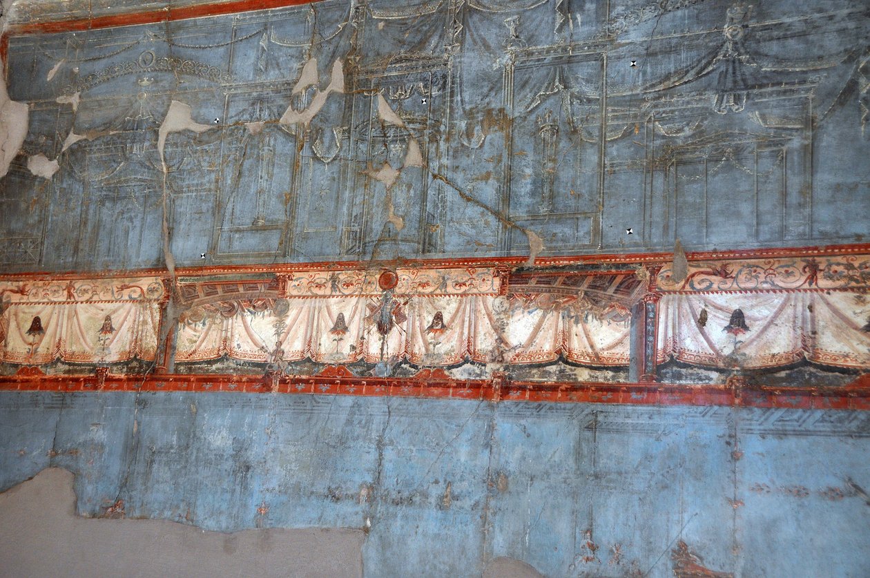 Dettaglio di un affresco romano a Ercolano da Roman