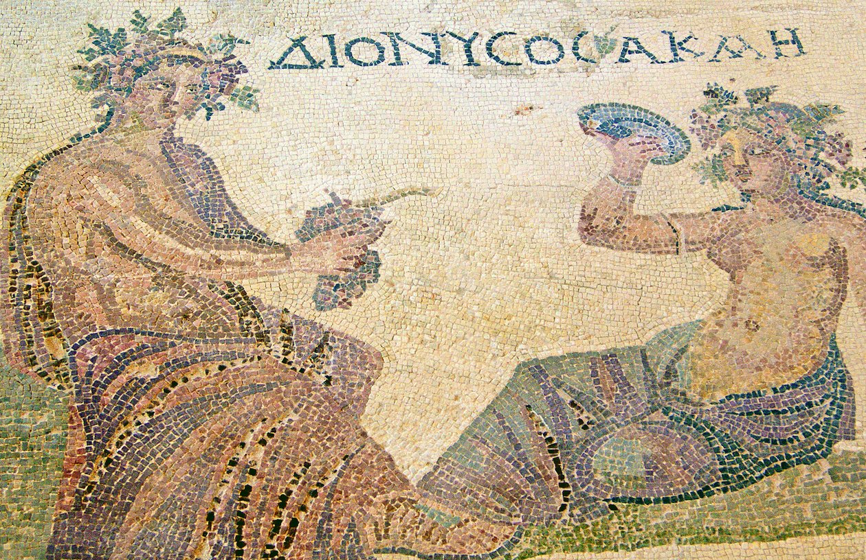 Dioniso consiglia la ninfa Akme, Casa di Dioniso, Paphos, Cipro da Roman