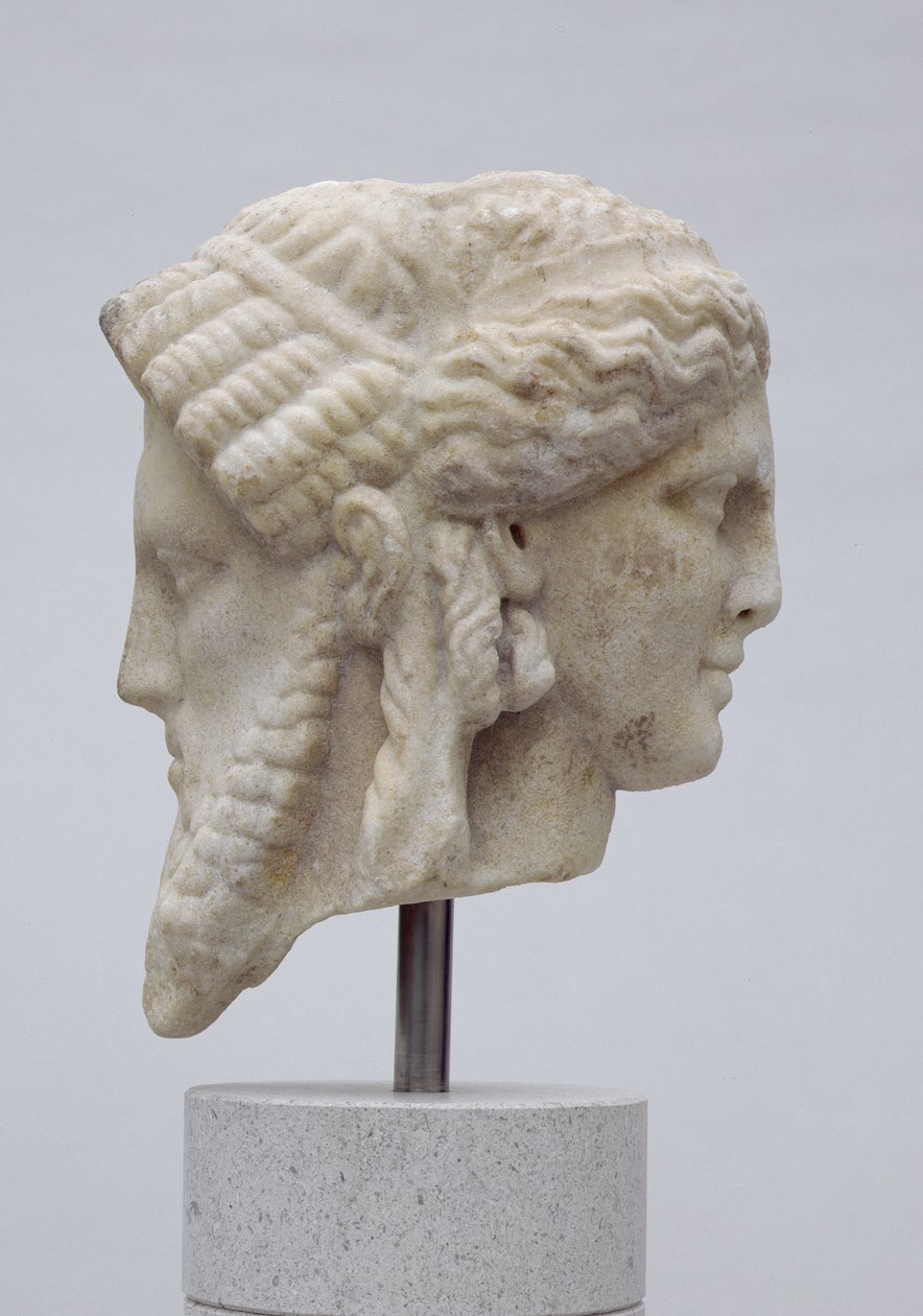 Testa janiforme, probabilmente di Dioniso e Apollo, c.30-50 d.C. da Roman