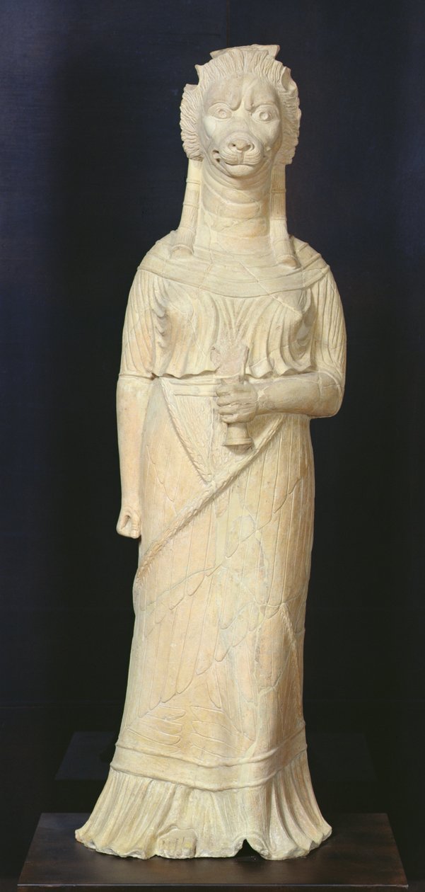 Dea con testa di leone, dal santuario di Bir Bou Regba da Roman