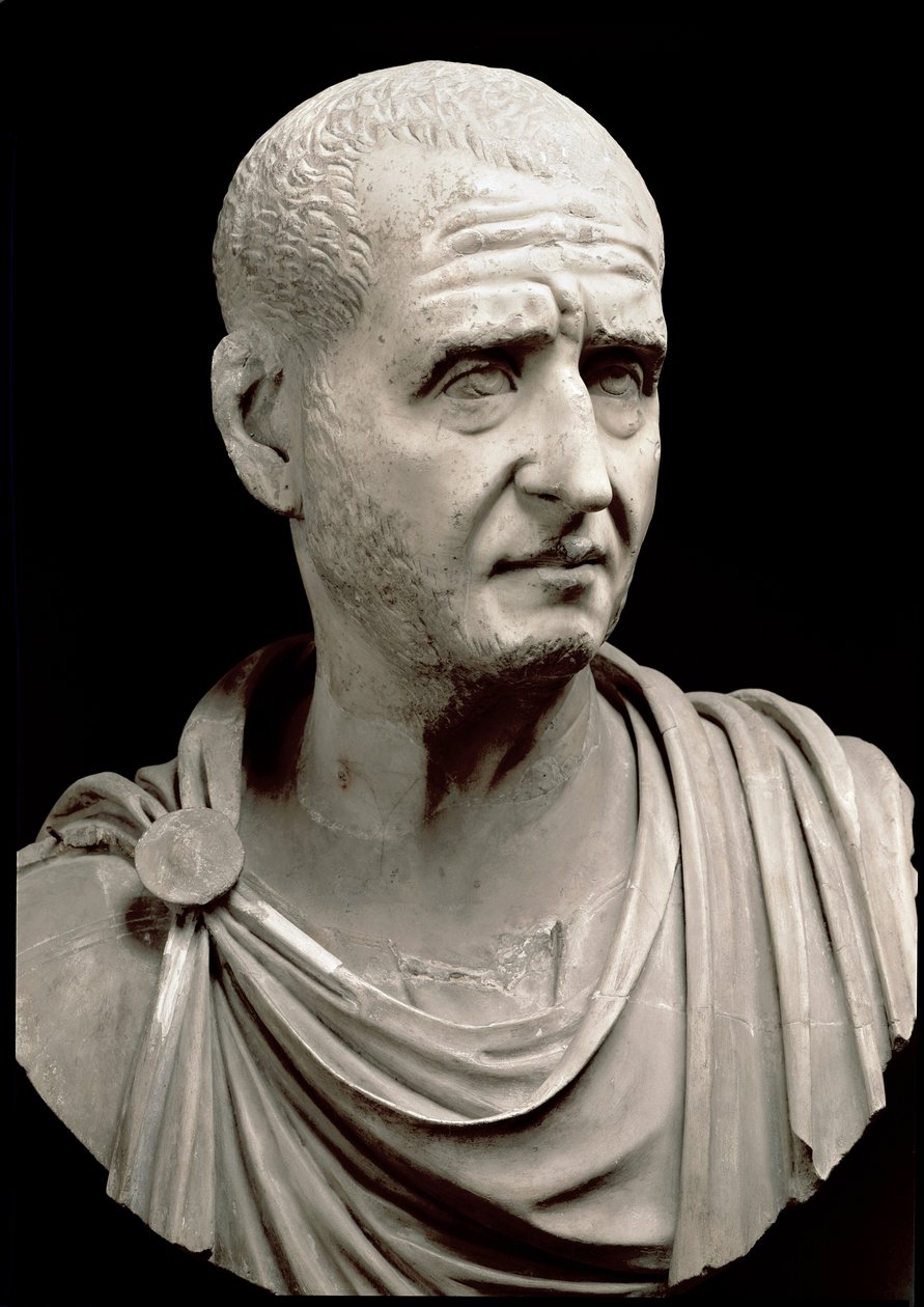 Busto in marmo di Traiano Decio (200-251 d.C.) - Roma, Musei Capitolini da Roman