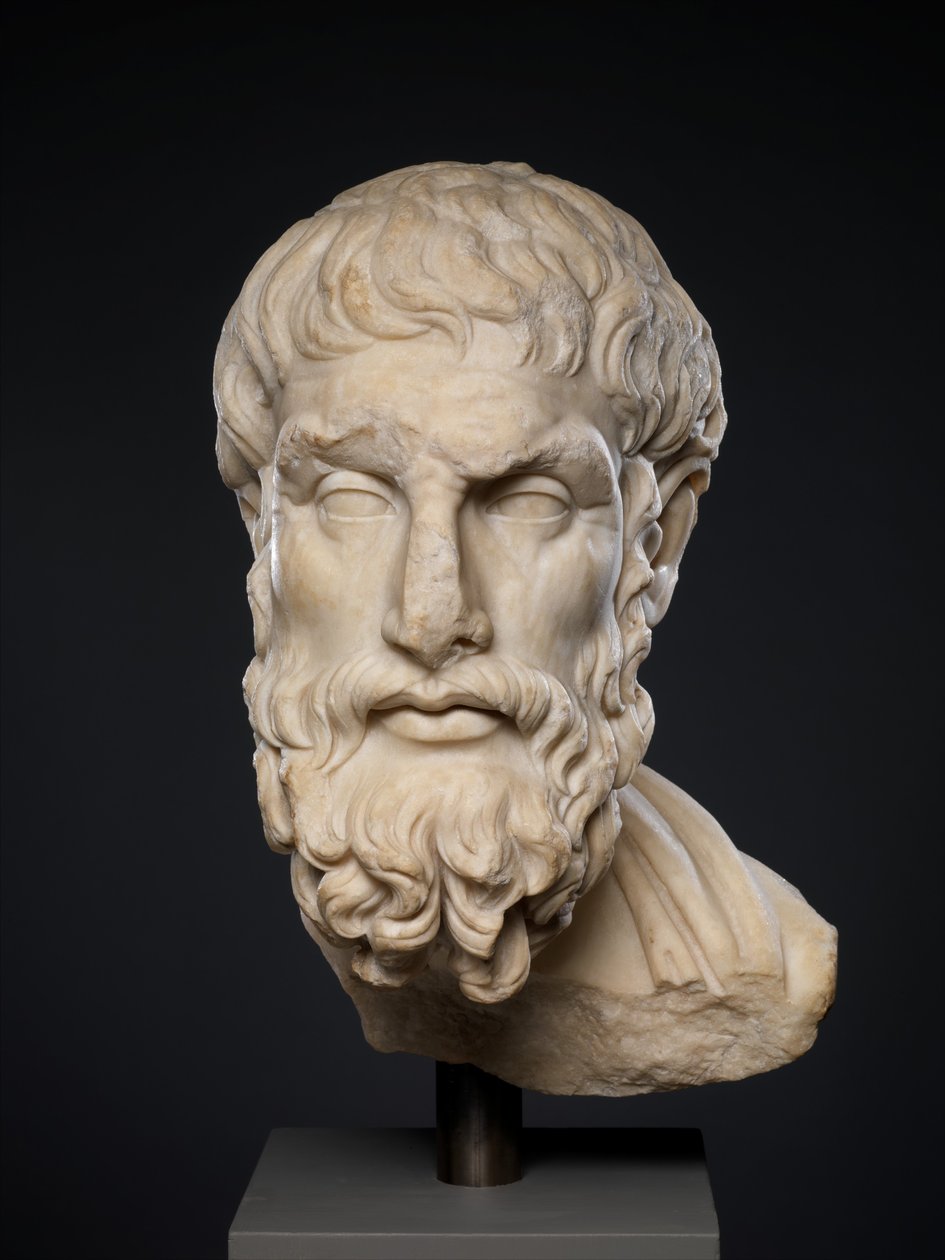 Testa in marmo di Epicuro, II secolo d.C. da Roman