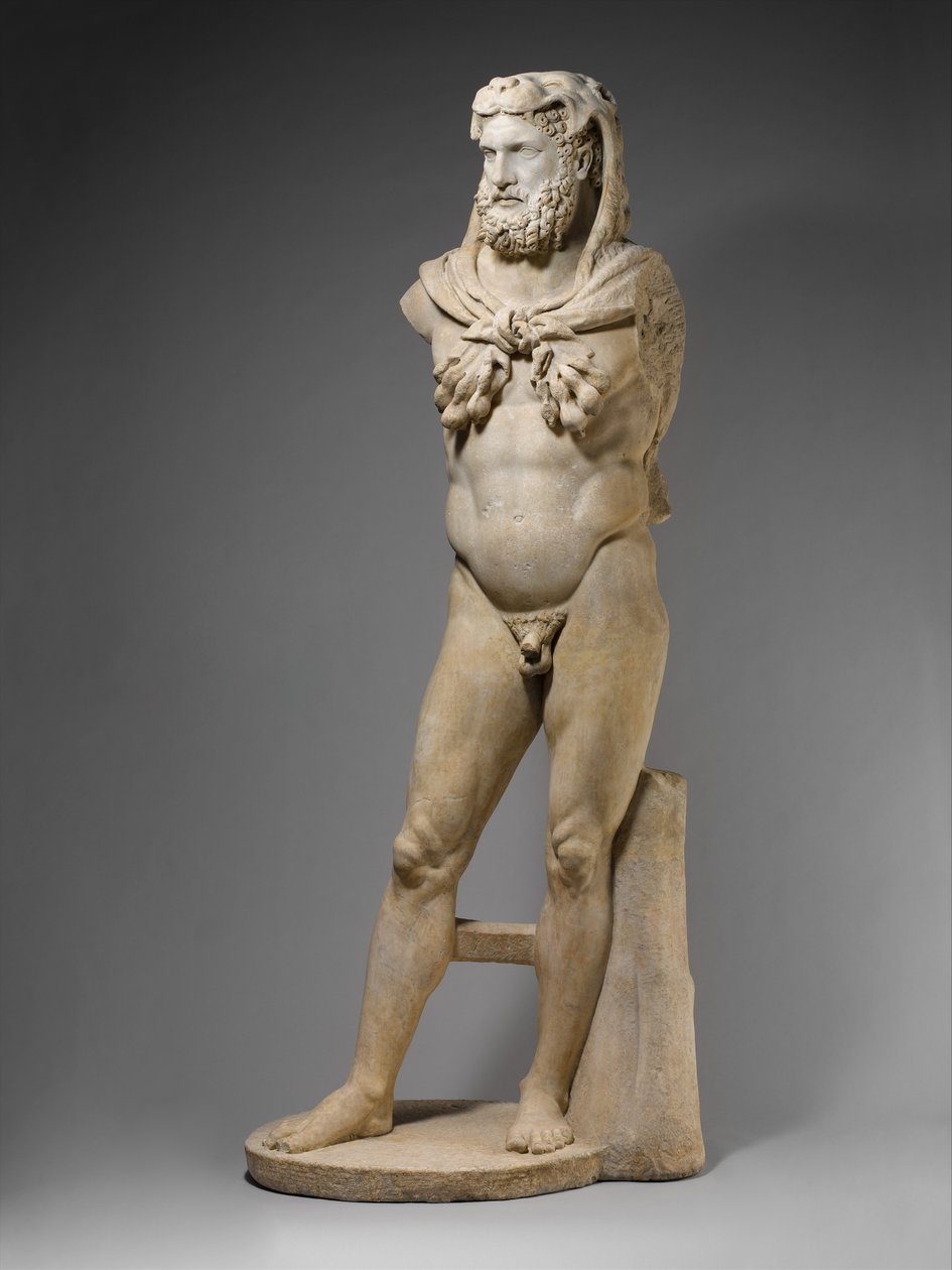 Statua in marmo di un Ercole barbuto, 68-98 d.C. (marmo) da Roman