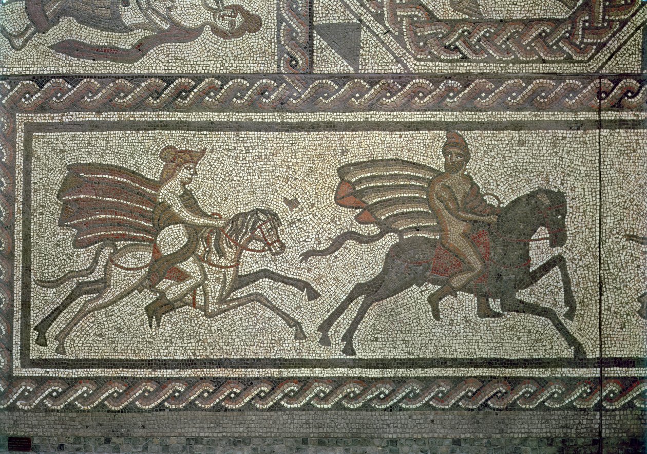 Pavimento a mosaico dalla villa romana di Low Ham, che illustra la storia di Didone ed Enea dall