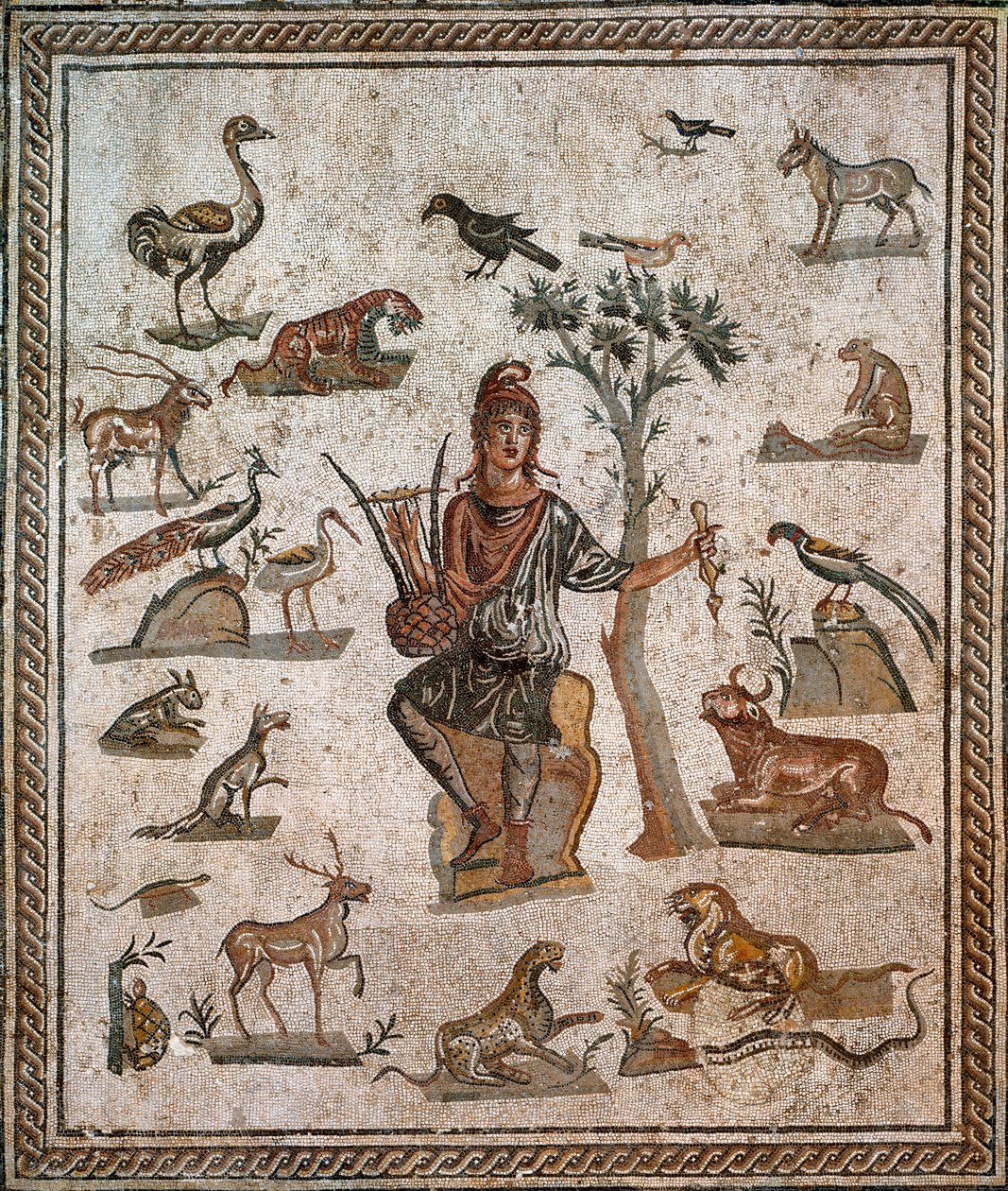 Orfeo circondato da animali, II secolo da Roman