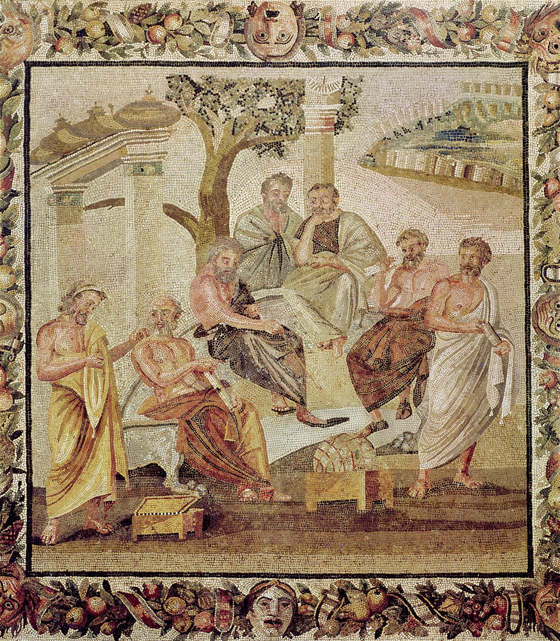 Platone che Conversa con i suoi Allievi, dalla Casa di T. Siminius, Pompei (mosaico) da Roman