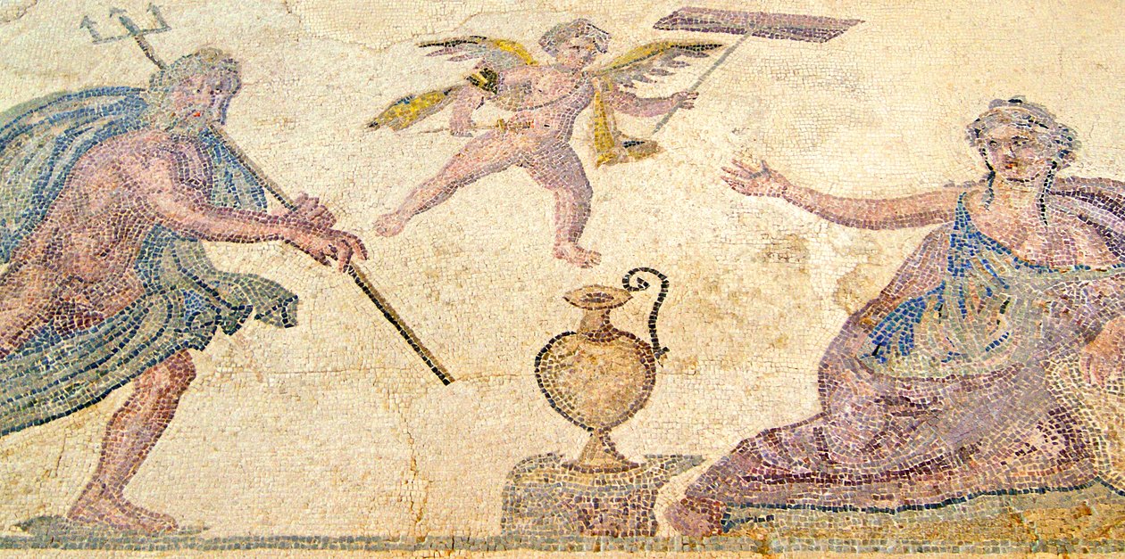 Poseidone e Amimone, Casa di Dioniso, Paphos, Cipro da Roman