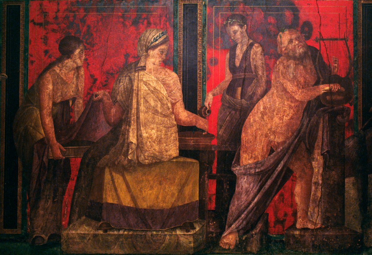 Sacerdotessa e un sileno che suona una lira, scena dall