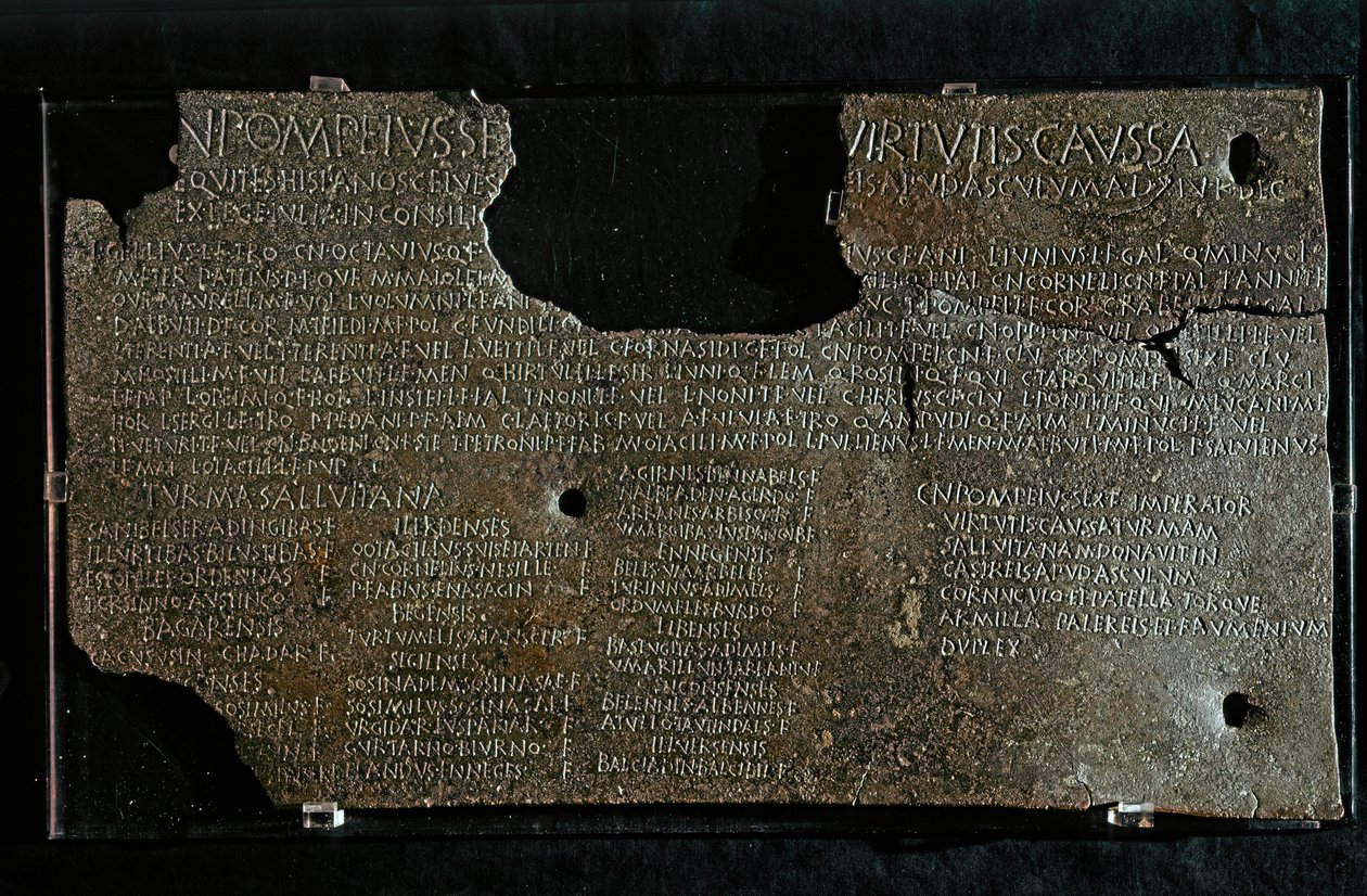 ARTE ROMANA: Decreto di Pompeo Strabone Gneo, 98-90 a.C. da Roman