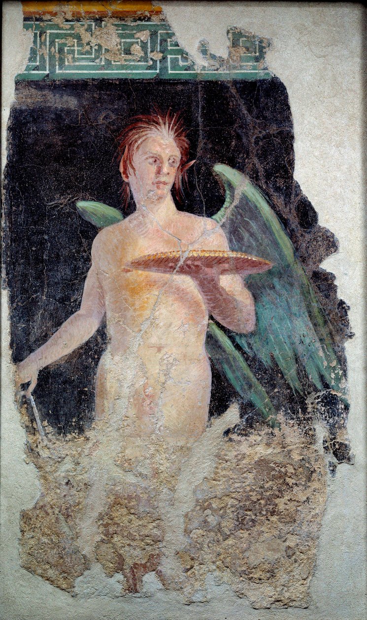 Arte romana: affresco del genio alato da Pompei - Fine del I secolo a.C. da Roman