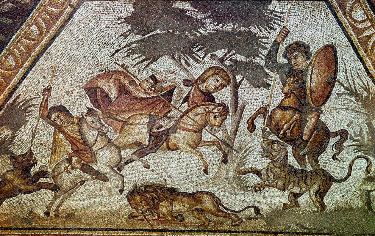 Mosaico delle stagioni dalla villa di Costantino a Daphne (dettaglio) da Roman
