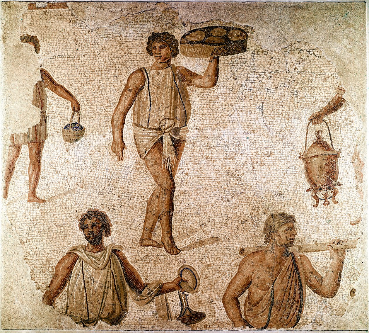 Arte romana: servi a un banchetto da Roman