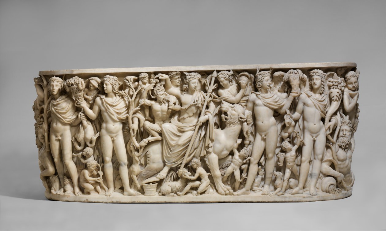 Sarcofago con il Trionfo di Dioniso e le Stagioni, c. 260-20 d.C. da Roman