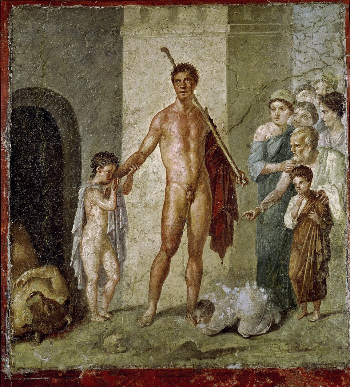 Teseo libera i bambini dal Minotauro, dalla Casa di Gavio Rufo, Pompei, IV stile pompeiano, c.50-79 d.C. da Roman