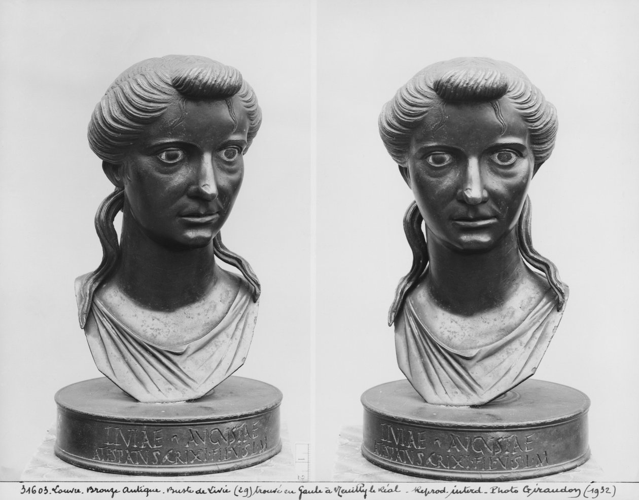 Due vedute di un busto di Livia (58 a.C.-29 d.C.) da Roman