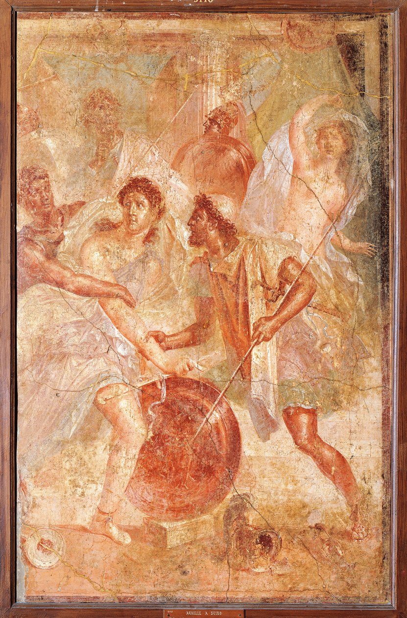 Ulisse e Diomede riconoscono Achille travestito da Pyrrha tra le figlie di Licomede a Sciro da Roman