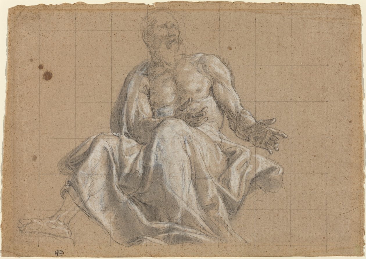 Un uomo anziano in drappeggio classico da Roman 18th Century