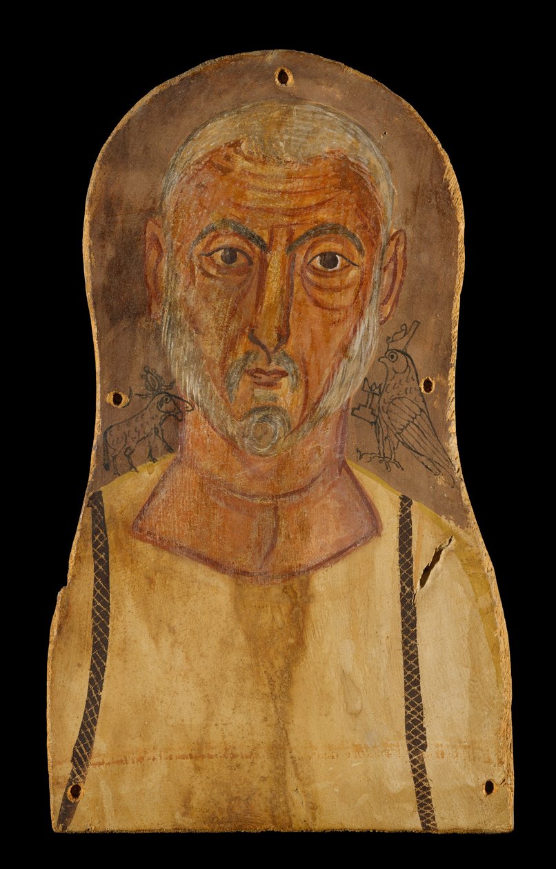 Uomo anziano affiancato da dei egizi, c.250 d.C. da Roman Period Egyptian