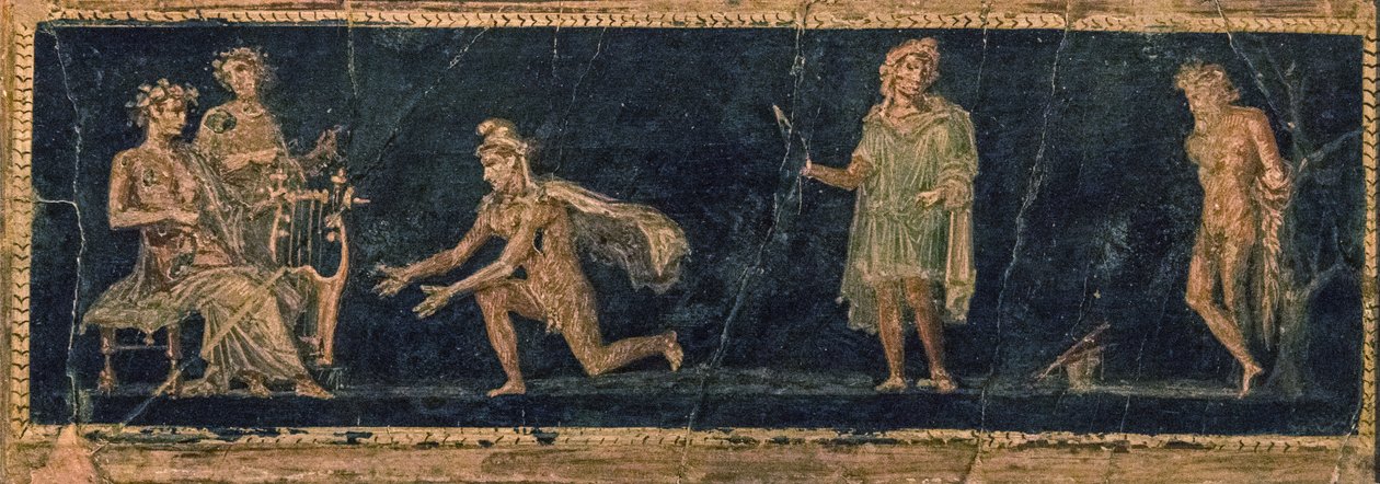 La gara musicale tra Apollo e Marsia, 1a metà del 1° sec. d.C. da Roman Pompeian wall painting.