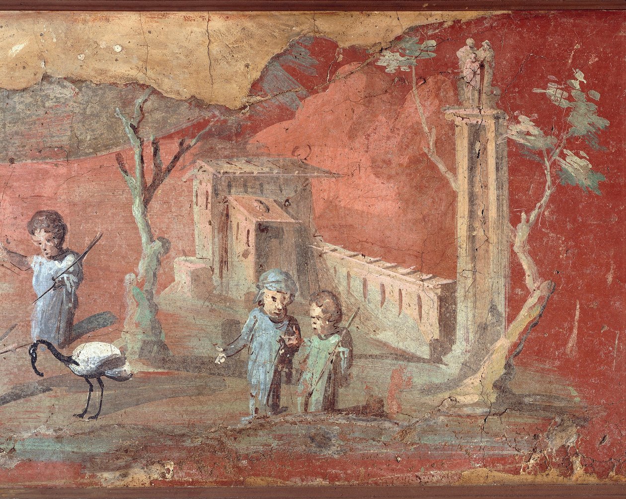 Antico affresco romano con scena rurale da Roman Roman