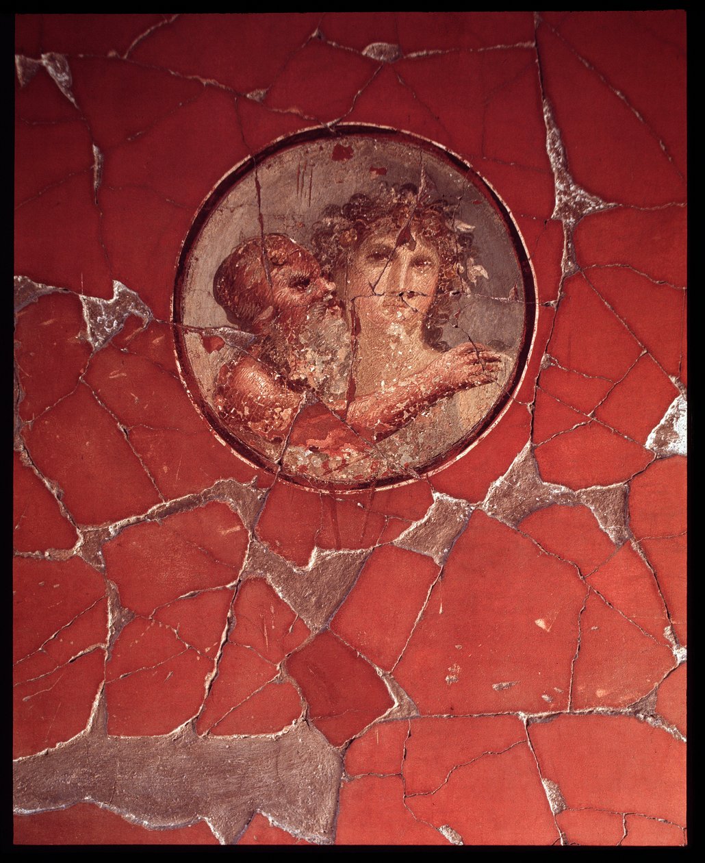 Bacco con un satiro. Mosaico murale dalla Casa del Bicentenario, V secolo a.C.-I secolo d.C. da Roman Roman