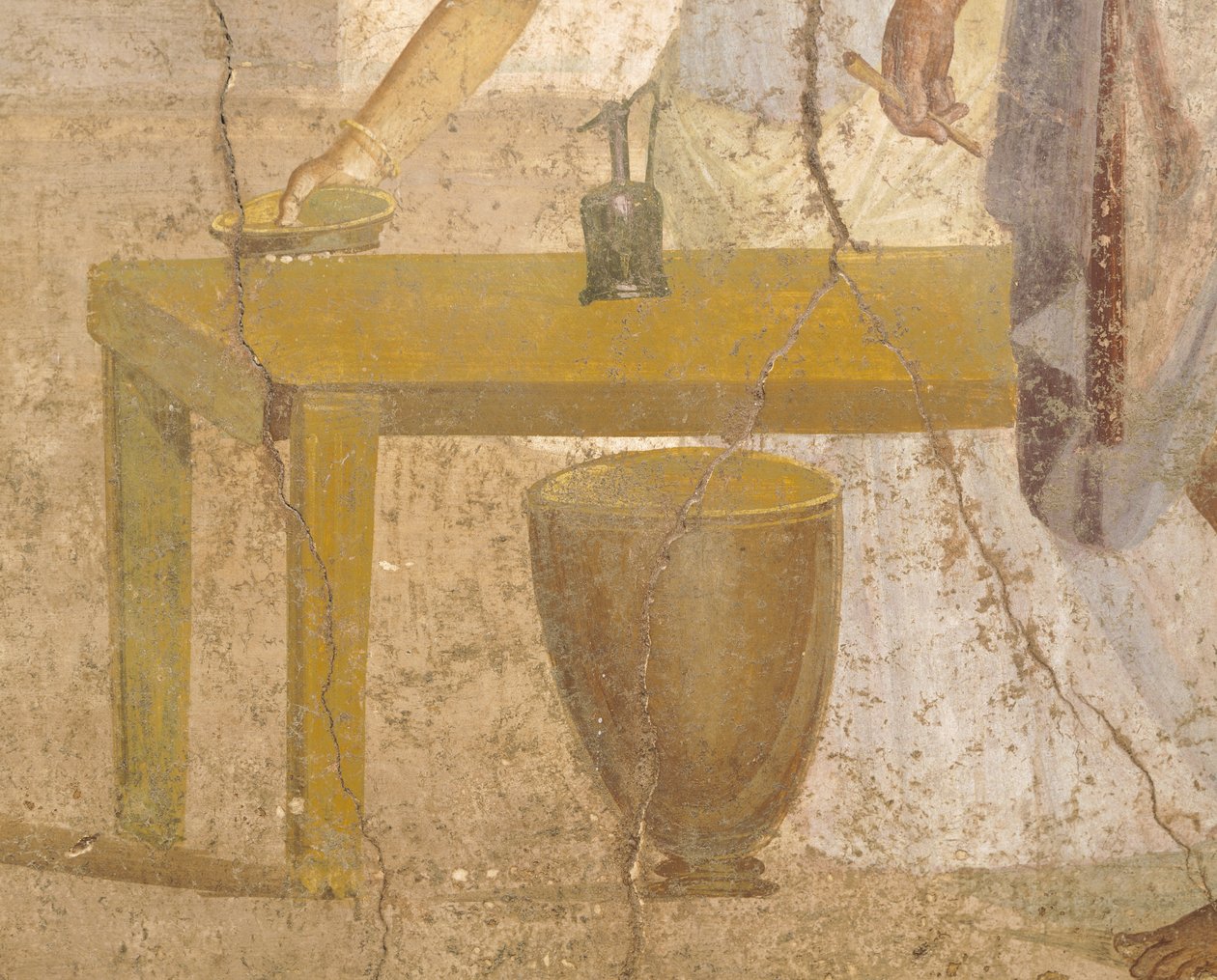 Dettaglio di affresco raffigurante pasto sacrificale, Casa dei Cupidi Dorati, Pompei, Campania, civiltà romana da Roman Roman