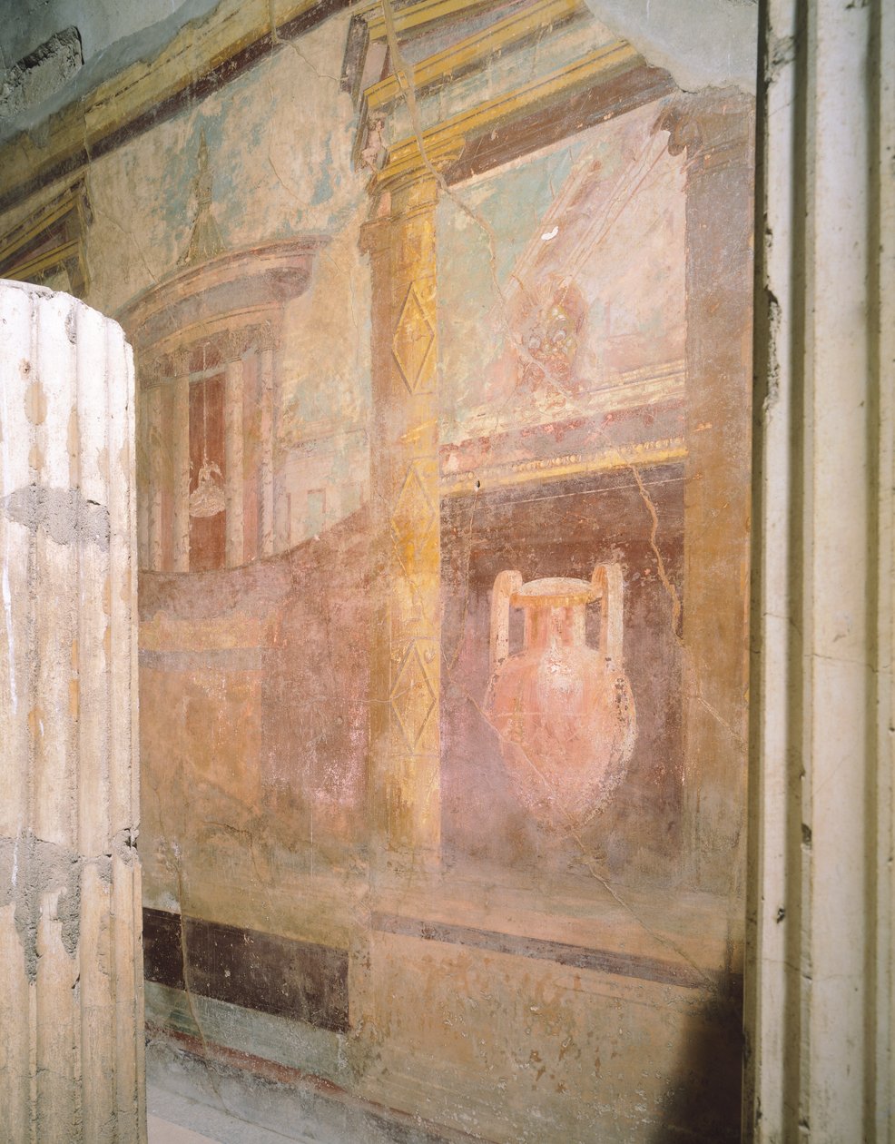 Dettaglio di affreschi nella sala del triclinio, Casa del Labirinto, Pompei, Campania, Civiltà Romana da Roman Roman