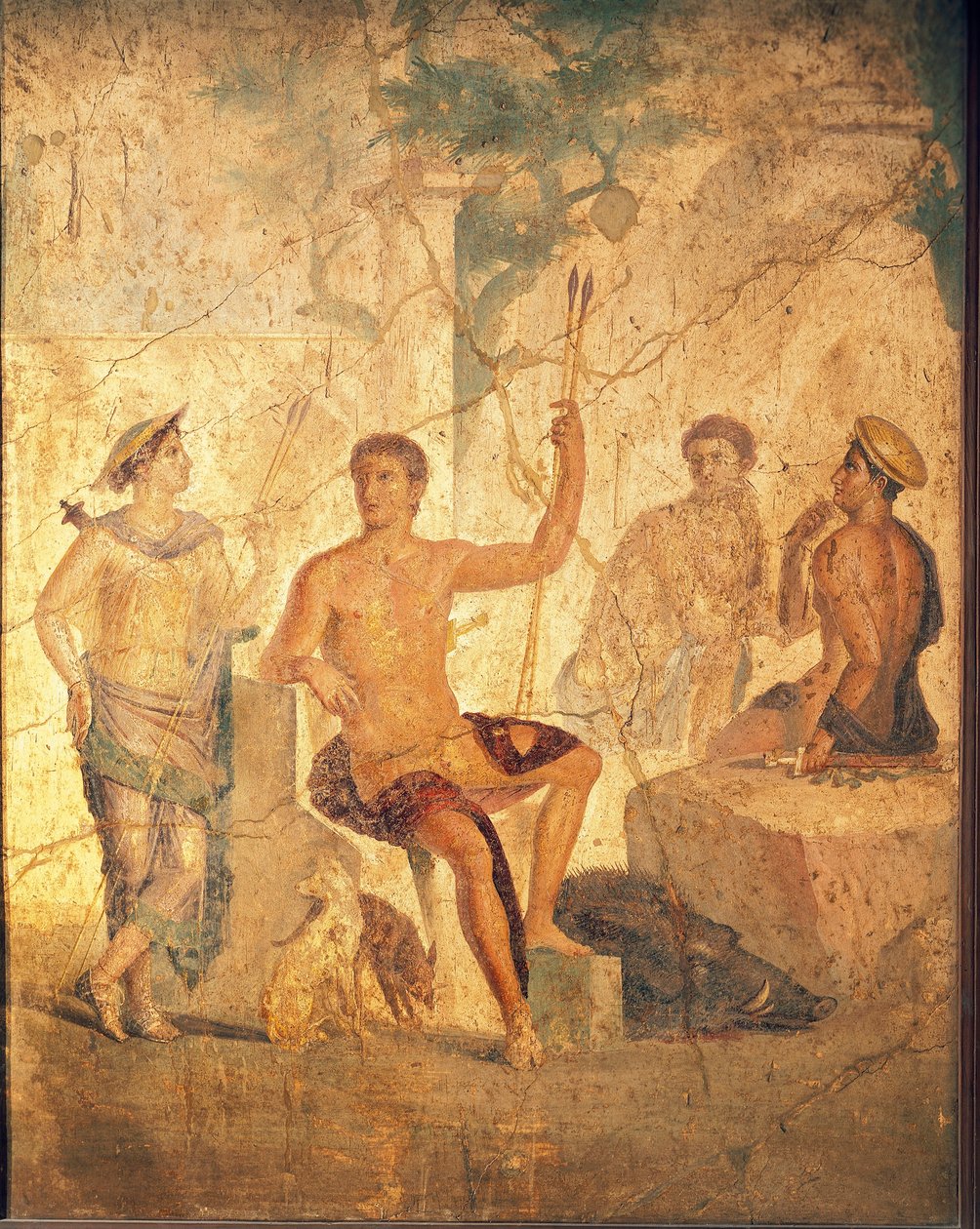 Affresco raffigurante Meleagro e Atalanta, da Pompei da Roman Roman