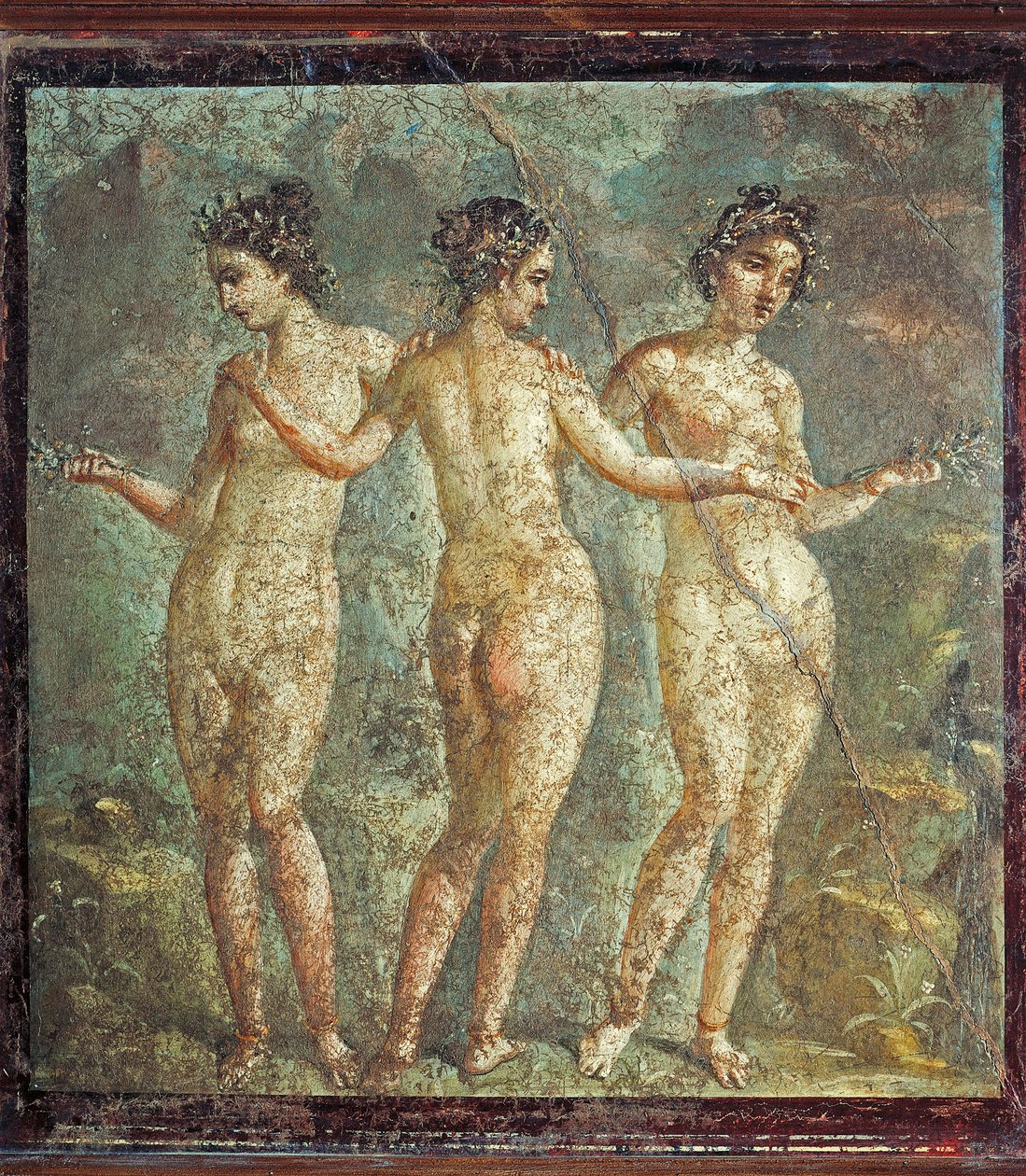 Affresco raffigurante le Tre Grazie, da Pompei, Italia da Roman Roman