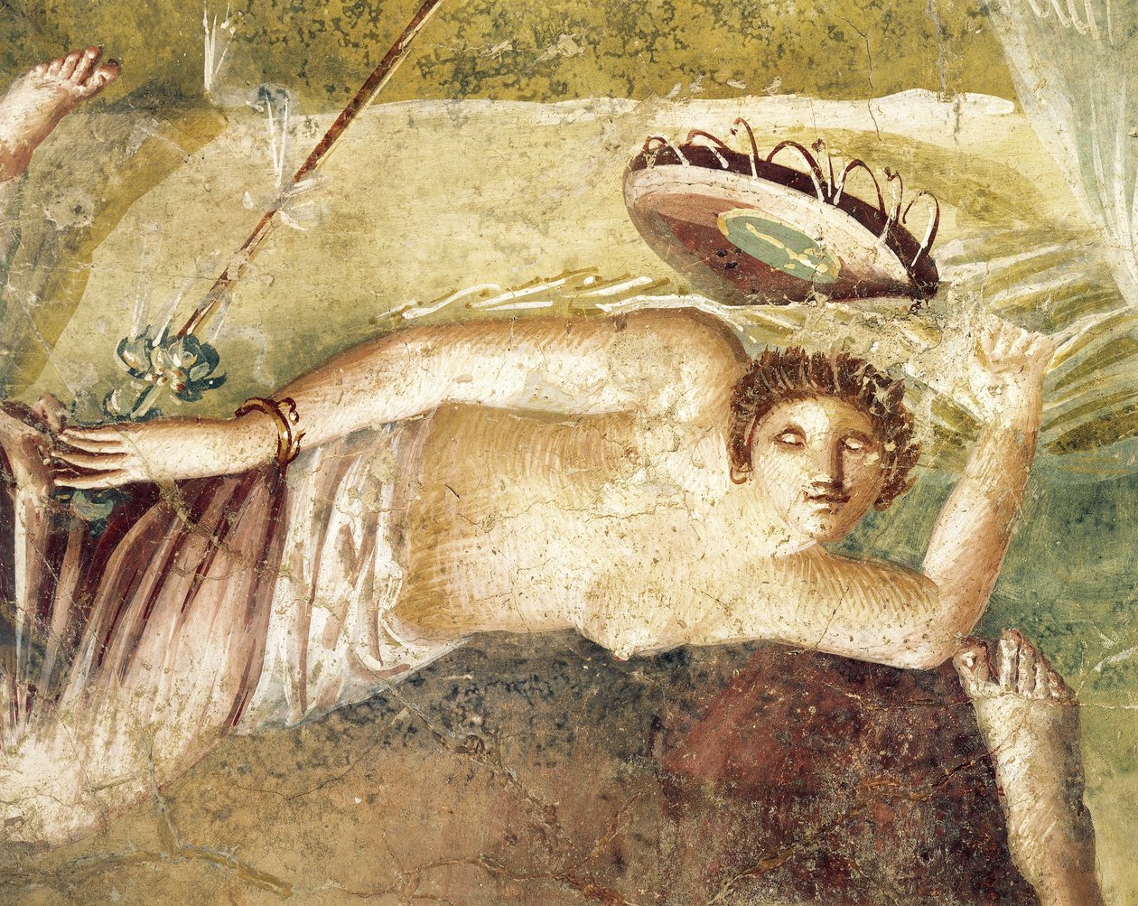 Affresco raffigurante Menade dormiente, dalla Casa del Citarista, Pompei, Italia da Roman Roman