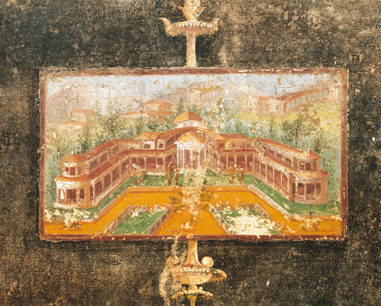 Paesaggio e architettura in pittura murale nel tablinum, Casa di Marco Lucrezio Frontone, Pompei, Campania, Civiltà Romana da Roman Roman