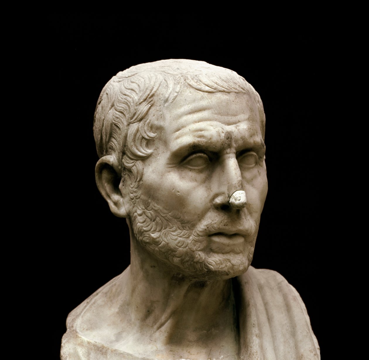 Busto di marmo del filosofo e storico greco Poseidonios da Roman Roman