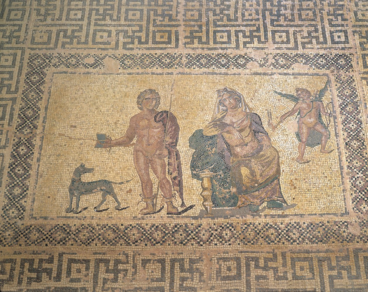 Mosaico raffigurante Ippolito e Fedra, Casa di Dioniso, Villa Romana, Paphos, Cipro da Roman Roman