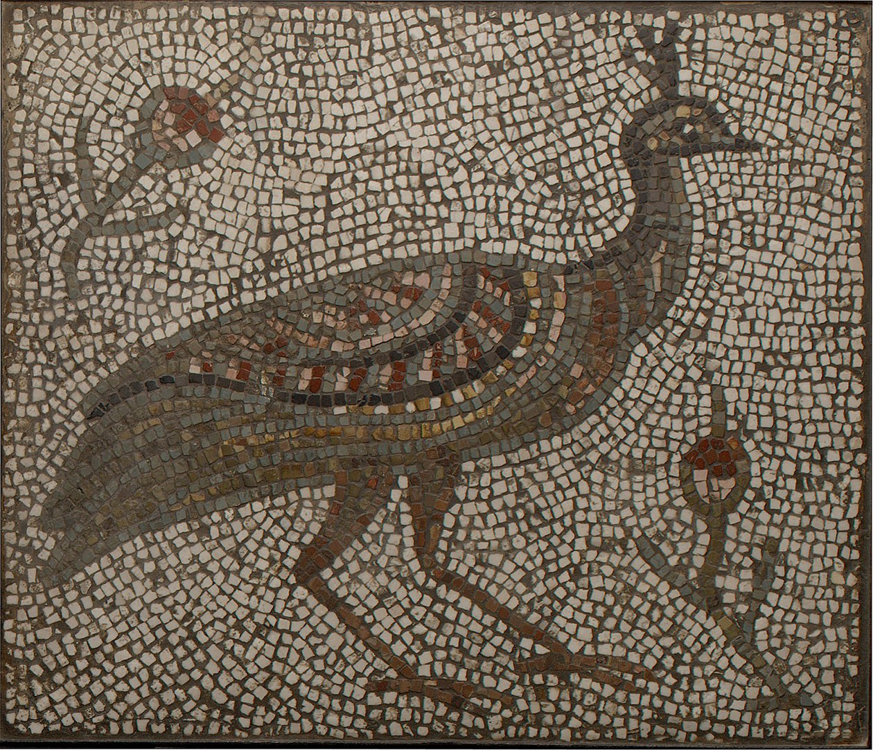 Mosaico con pavone e fiori, III-IV secolo da Roman Roman