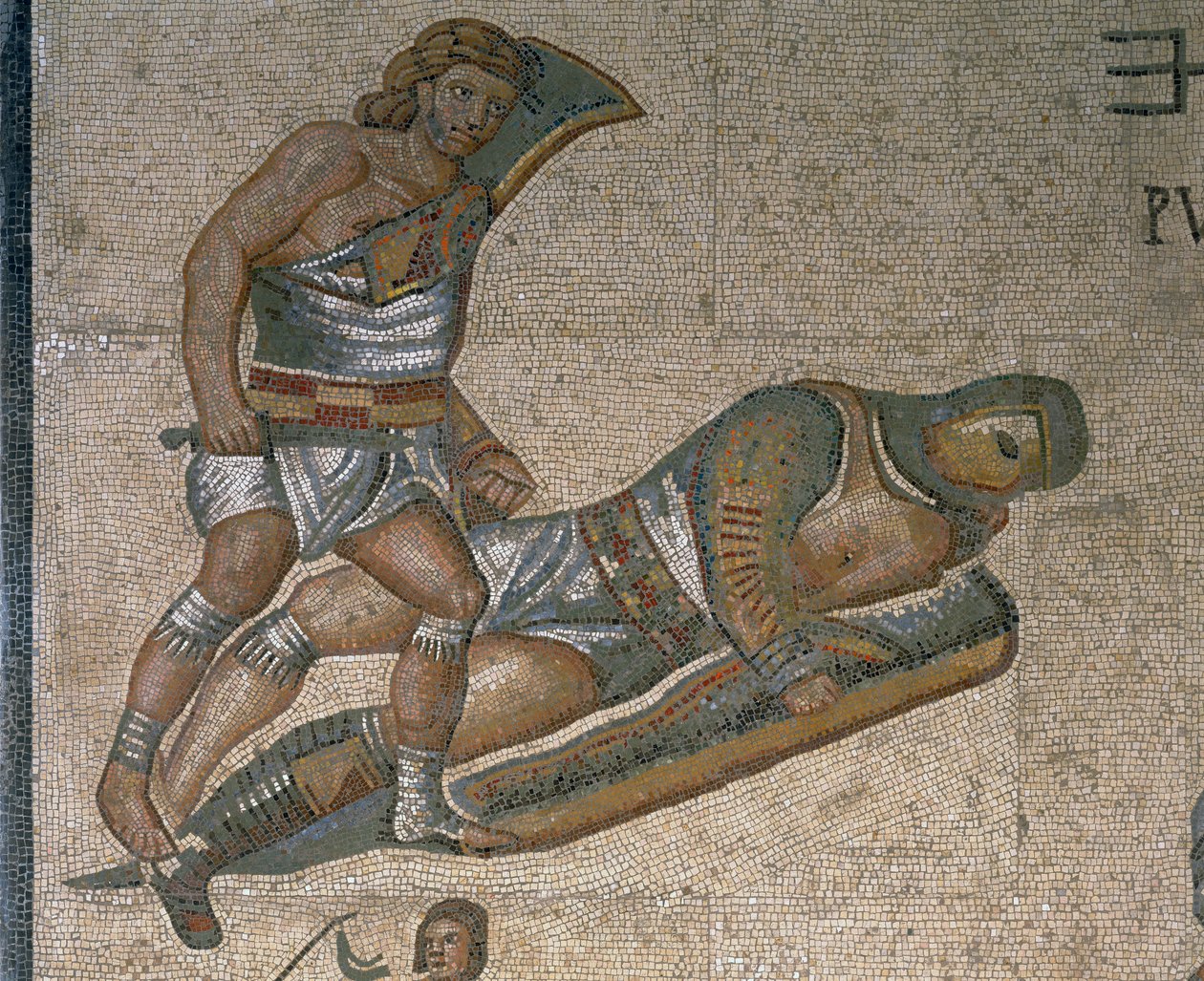Mosaico con una scena di gladiatori in lotta (dettaglio) da Roman Roman