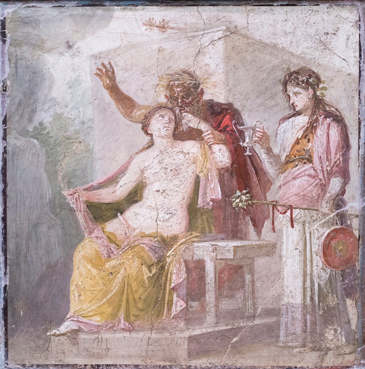 Vecchio satiro ed ermafrodito, 50-79 d.C. (affresco) da Roman Roman