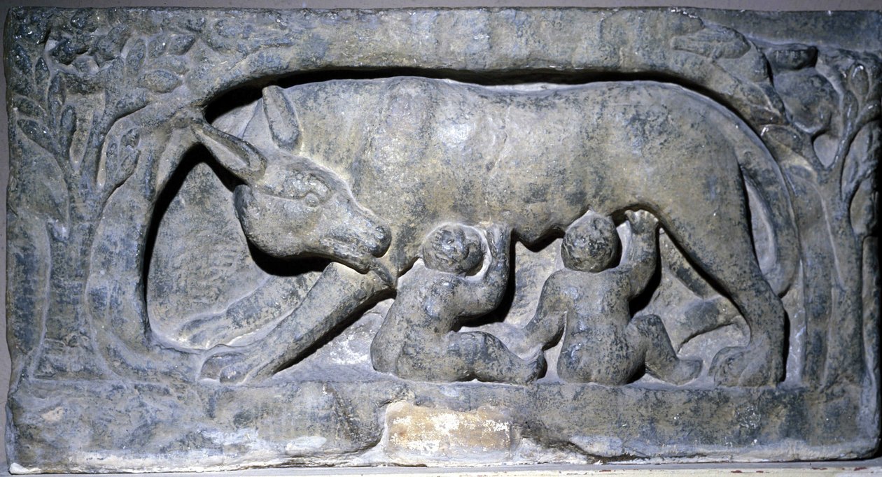 Rilievo in calcare di Lupercal: lupa con Romolo e Remo, Museo di Avenches da Roman Roman